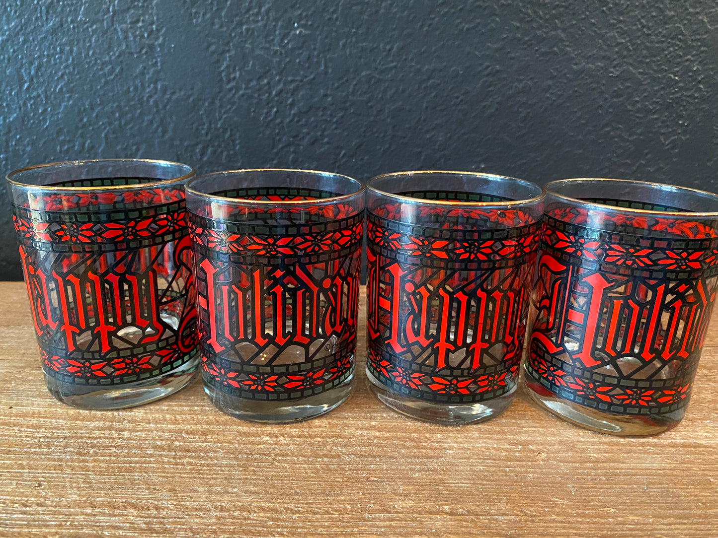 Stained Glass Happy Holiday Glasses | Set Of Four