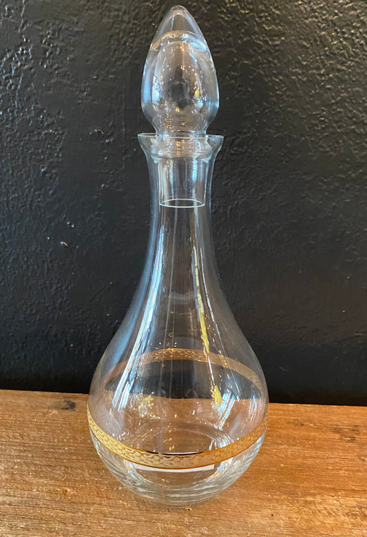Glass Decanter With Gold Detail