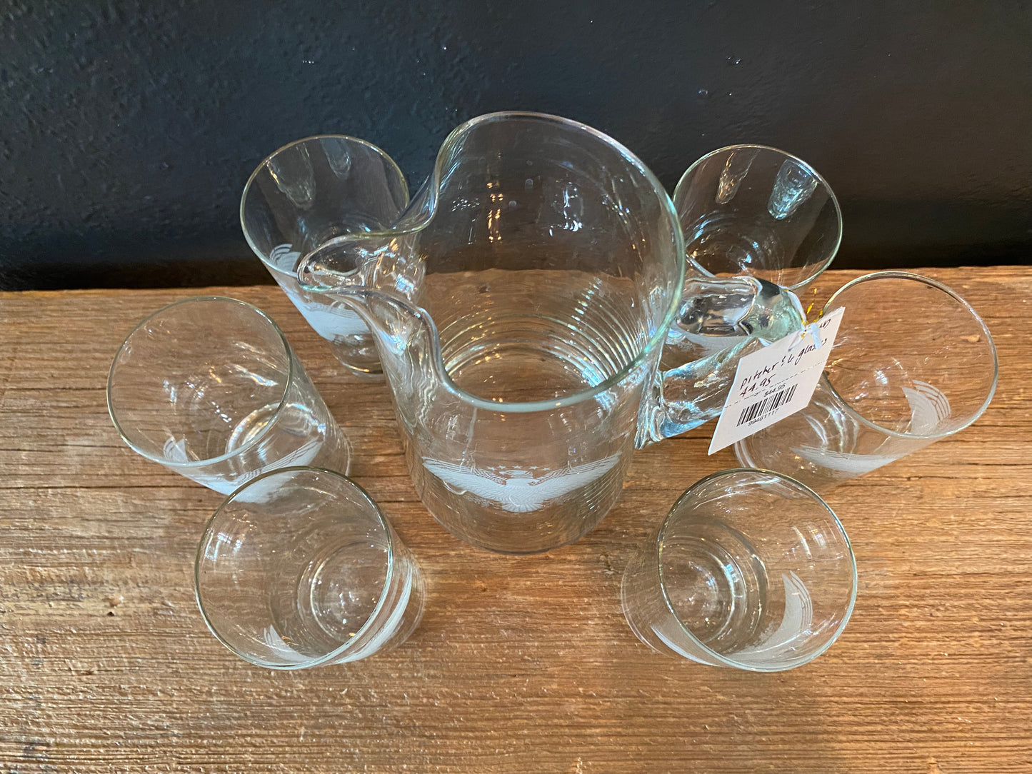 Set of Eagle Glasses & Pitcher