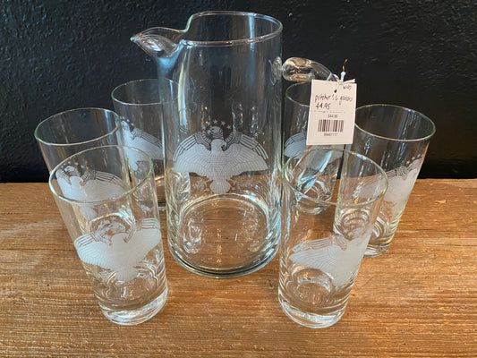 Set of Eagle Glasses & Pitcher