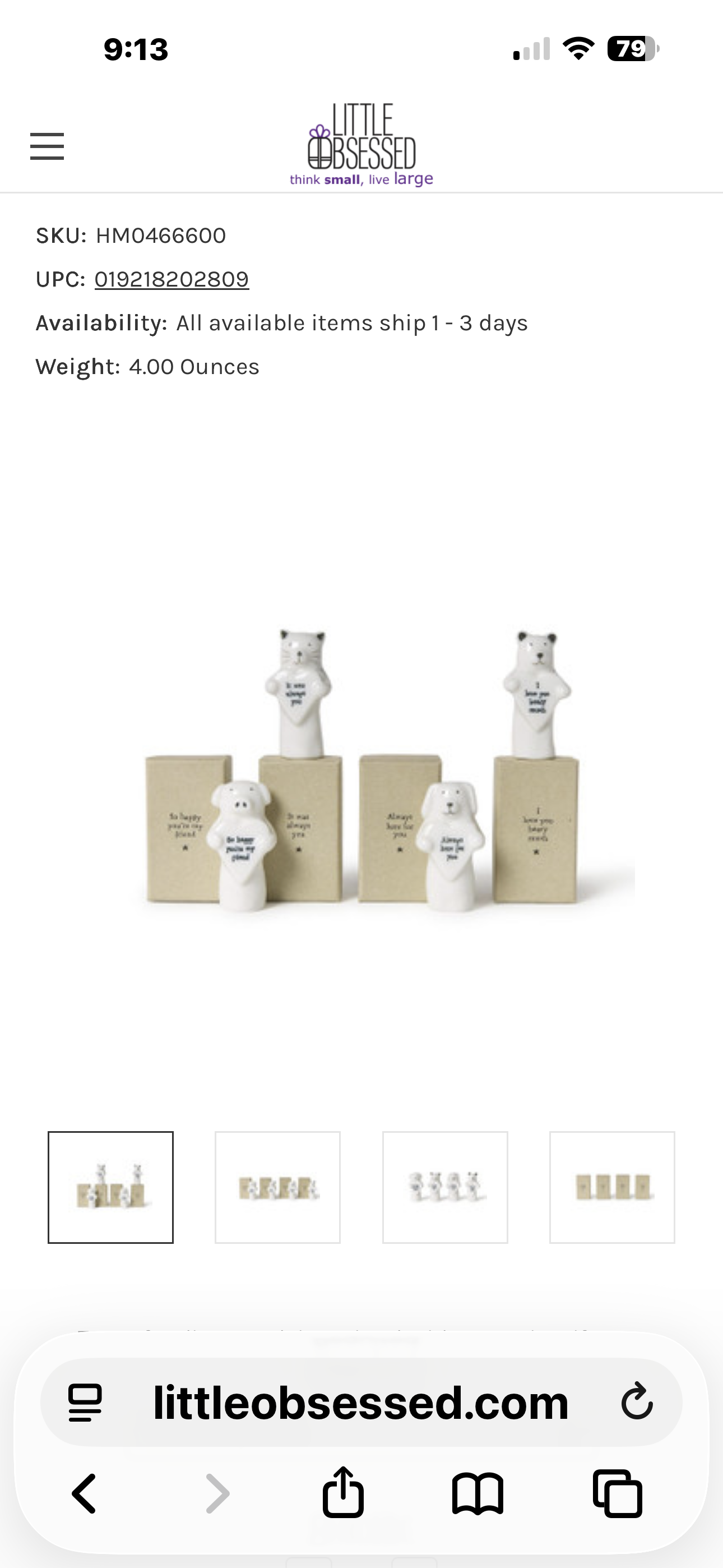 Mini Porcelain Animal With Heart