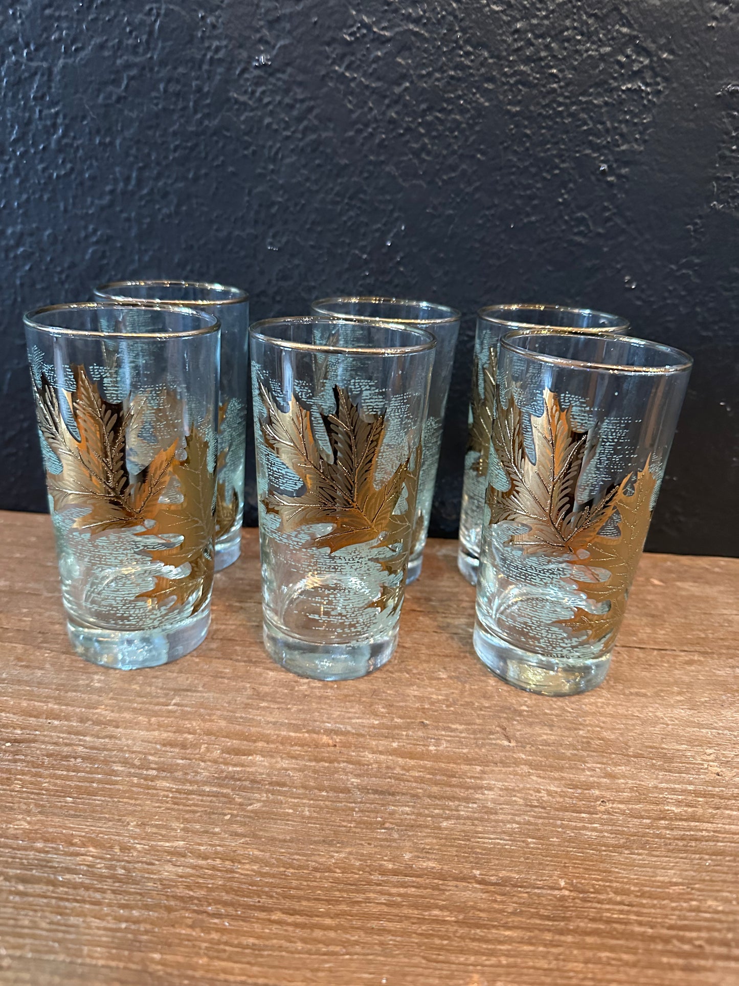 Set of 6 Gold Leaf Hiball Glasses