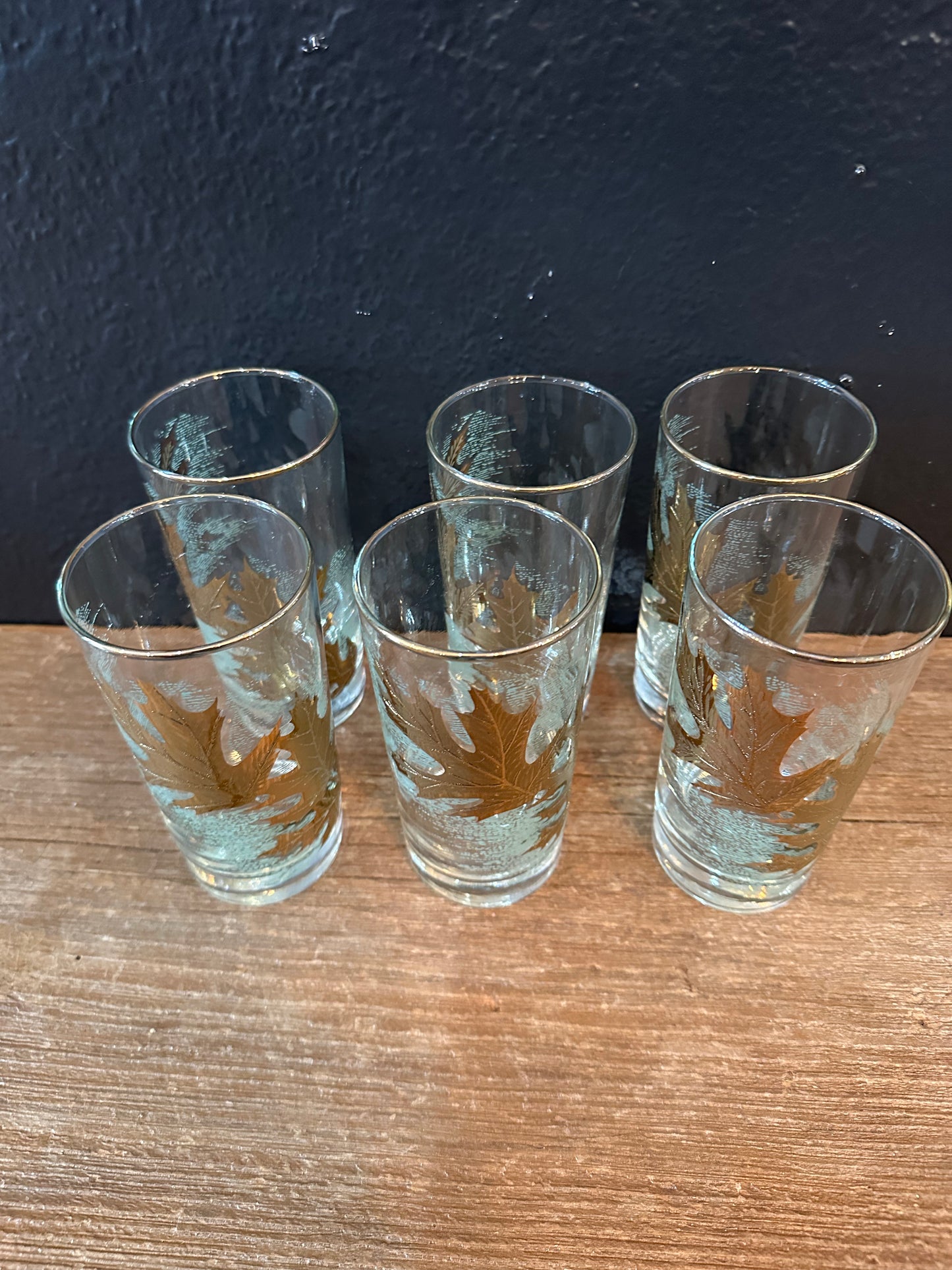 Set of 6 Gold Leaf Hiball Glasses