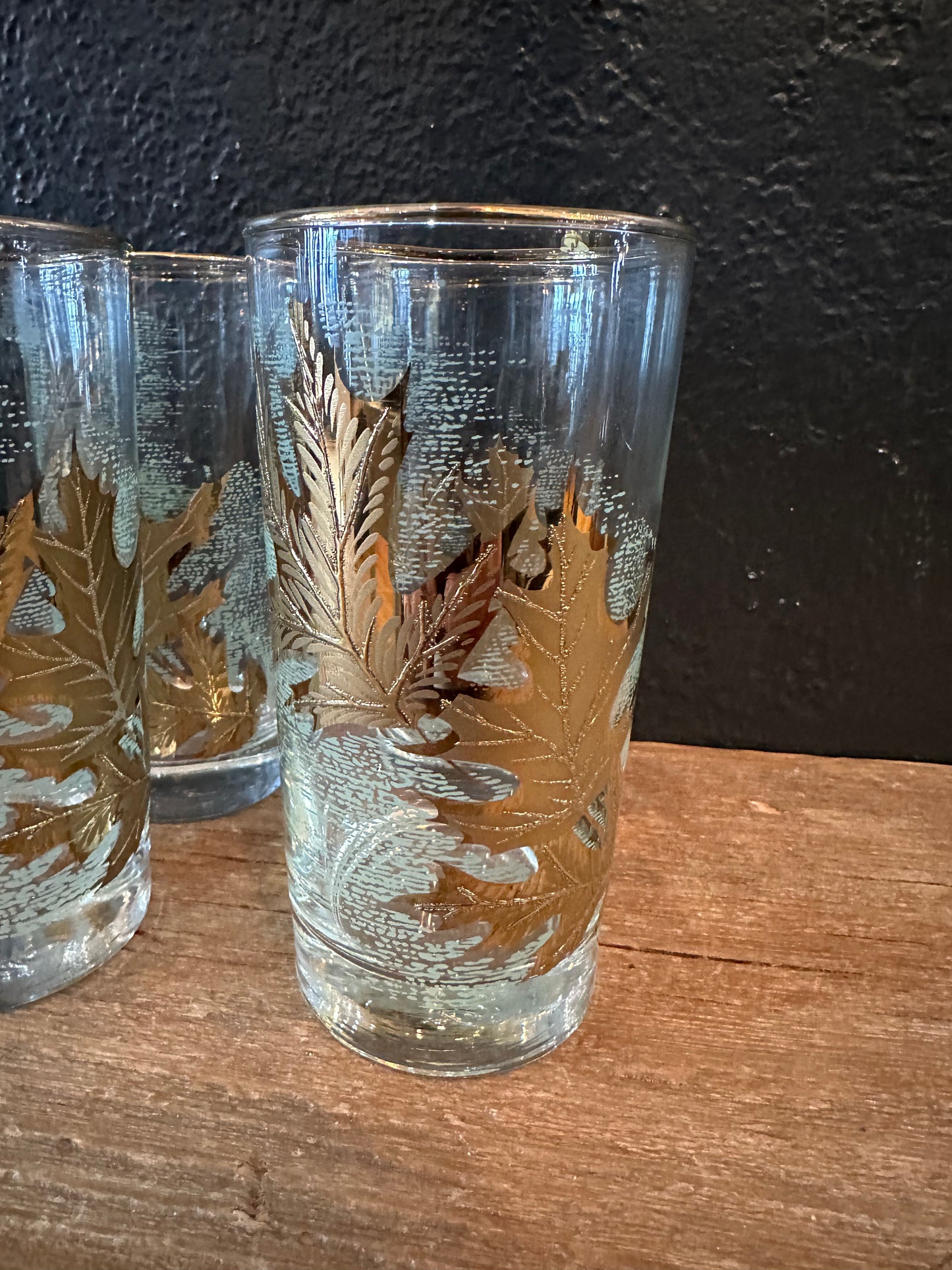 Set of 6 Gold Leaf Hiball Glasses