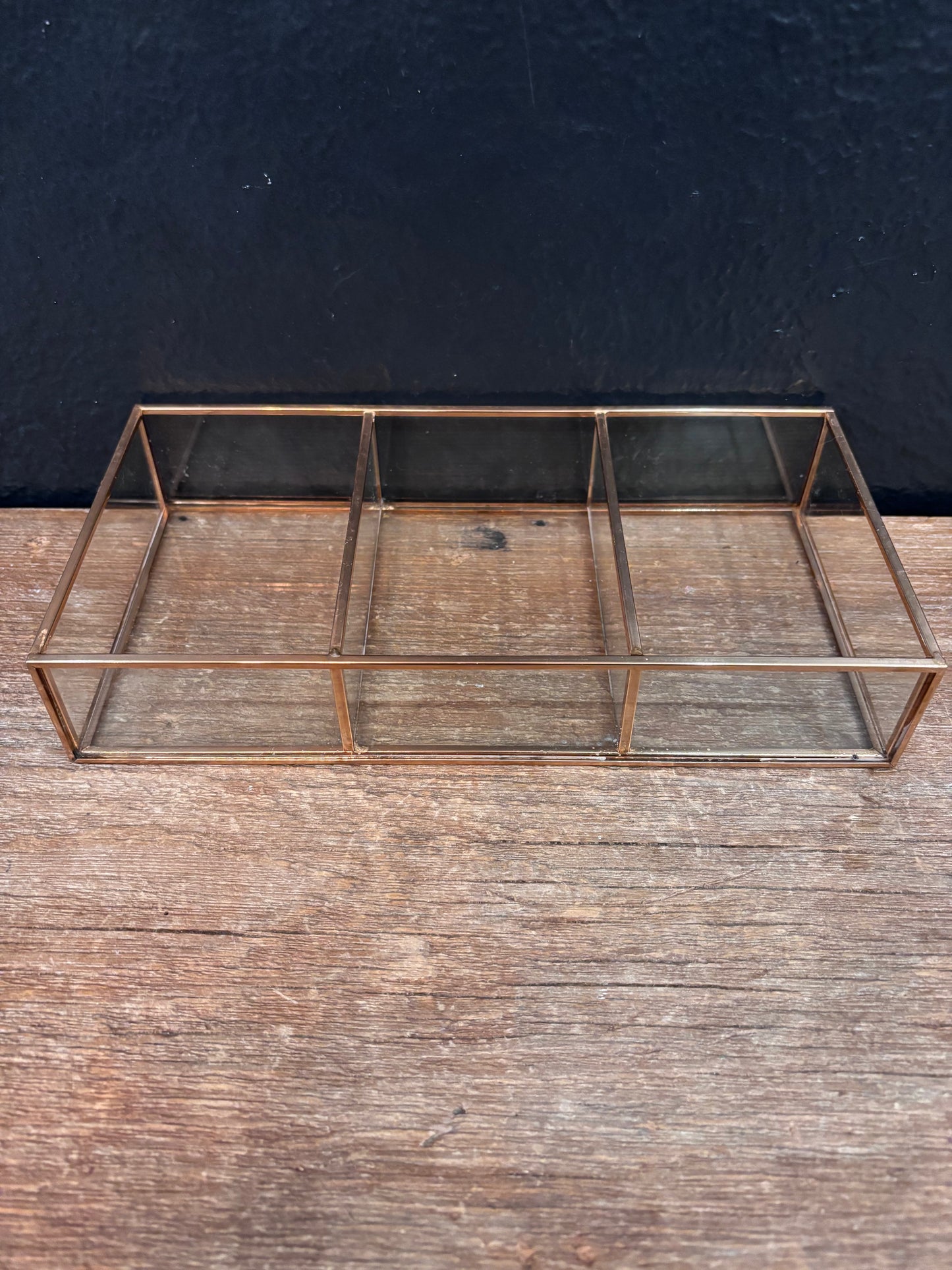 Rose Gold & Glass Divided Tray