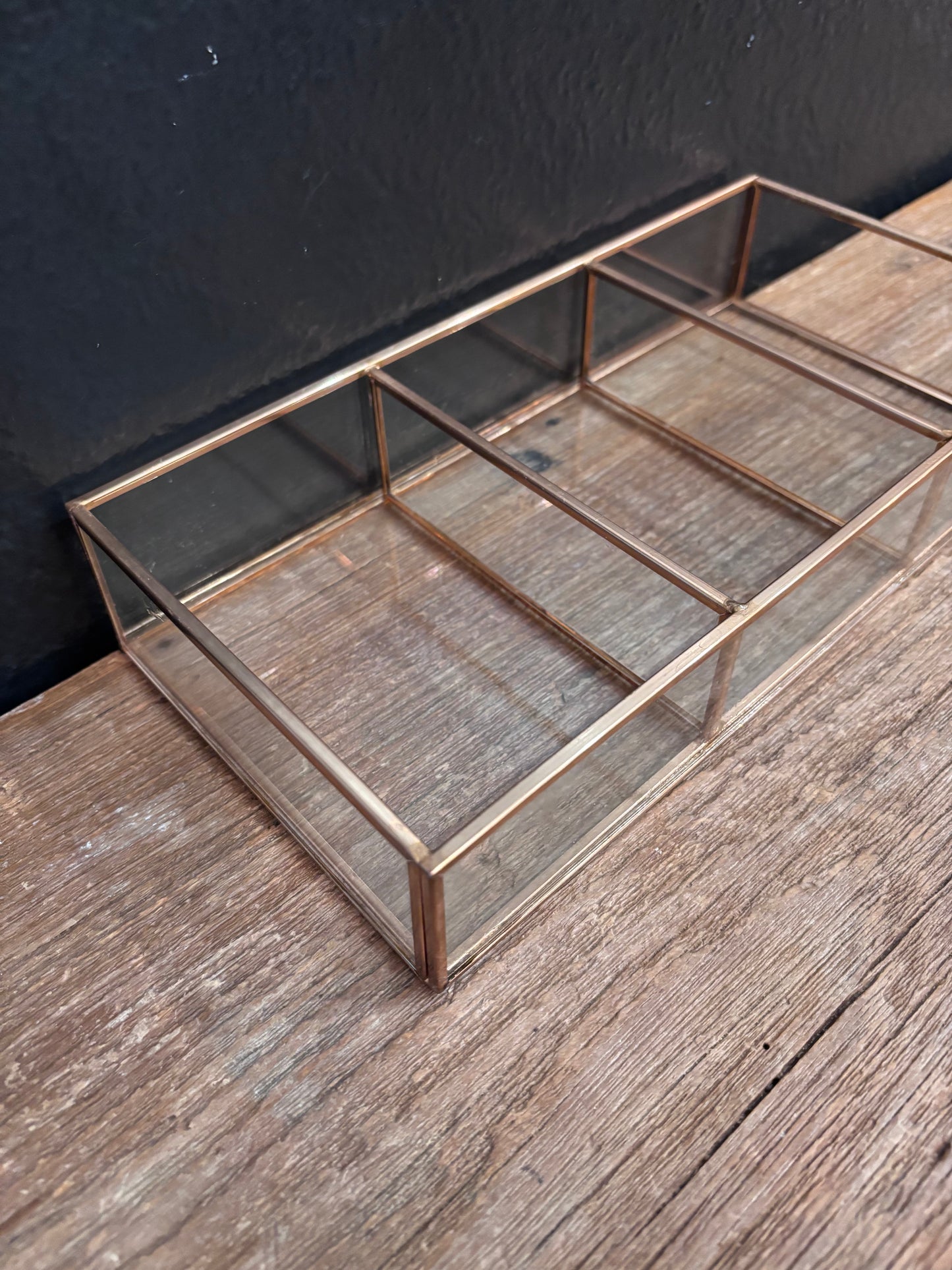 Rose Gold & Glass Divided Tray