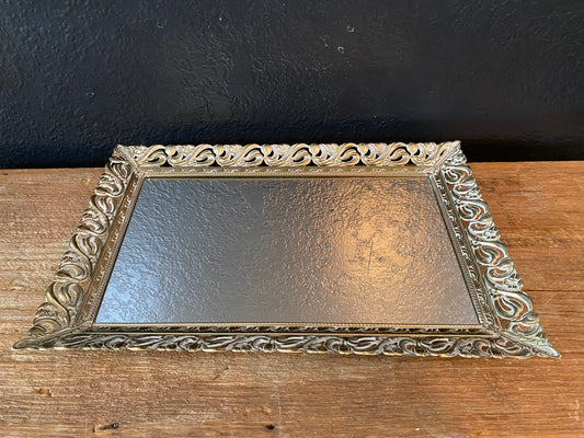 Mirrored Tray | Floral Swirl