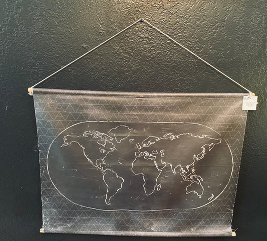 World Map On Oil Cloth