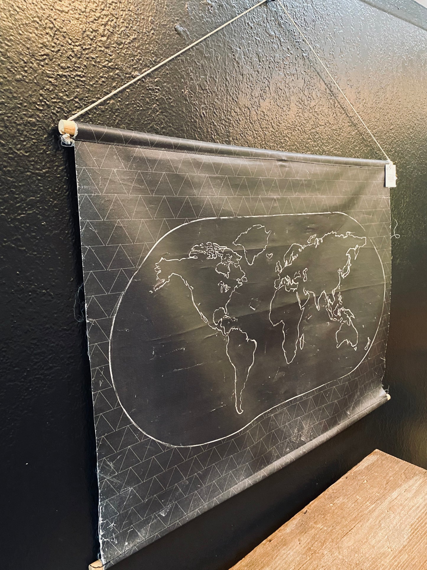 World Map On Oil Cloth