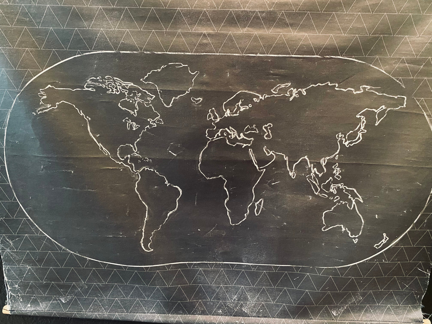 World Map On Oil Cloth