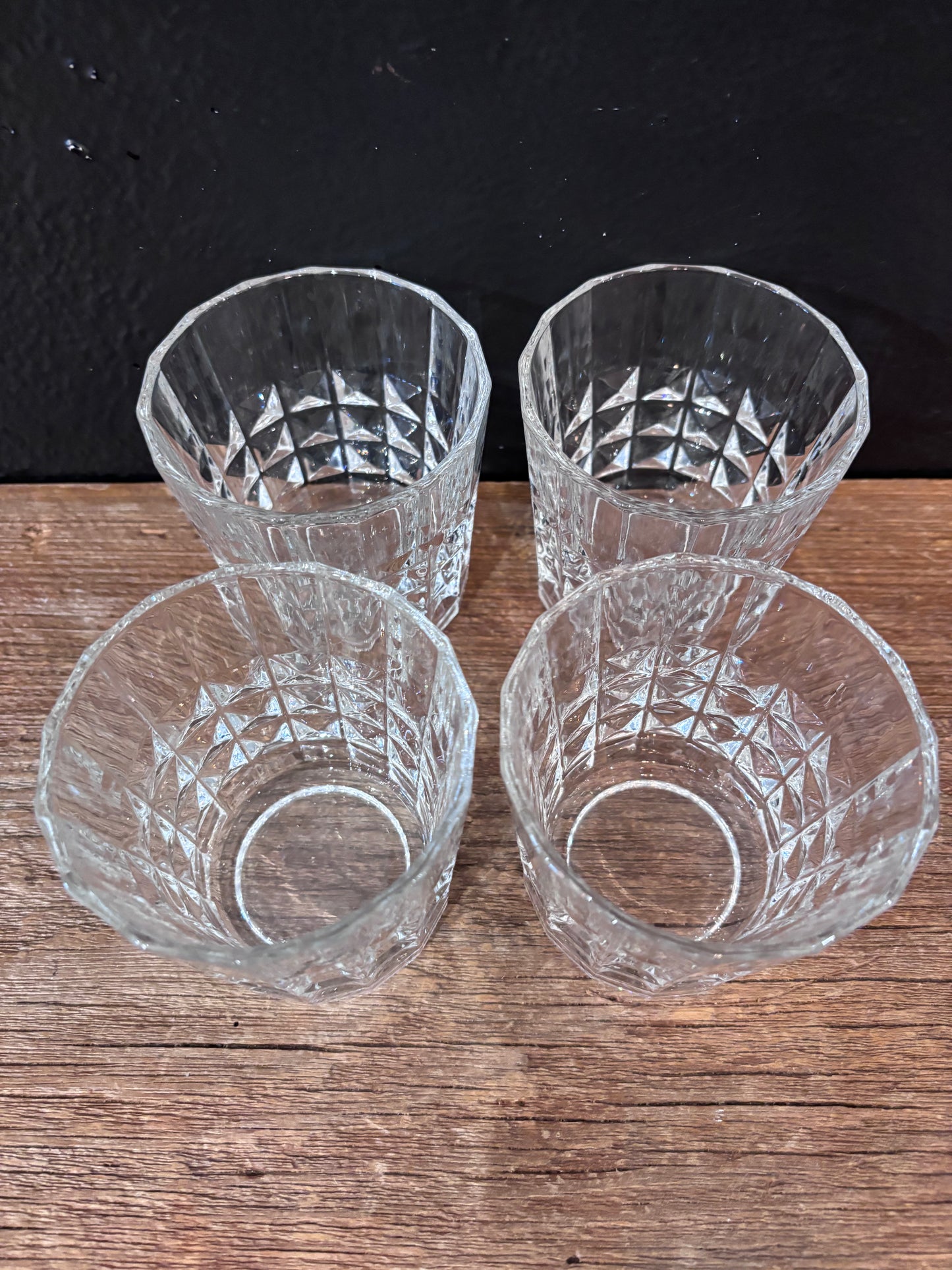 Flared Cut Glass Rocks Glasses | Set of 4
