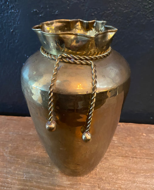 Brass Vase With Rope Detail