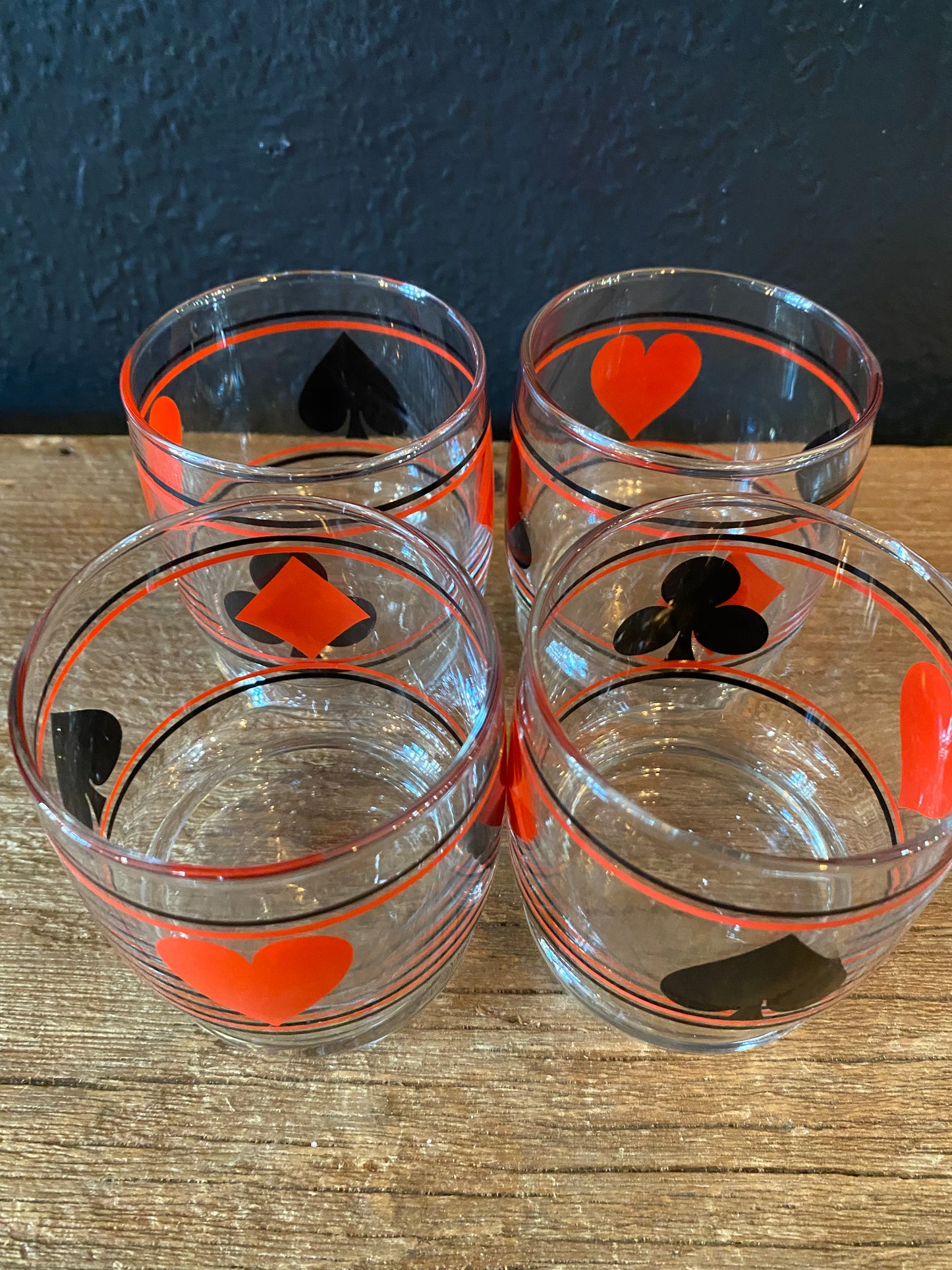 Vintage Lowball Poker Glasses | Set Of Four