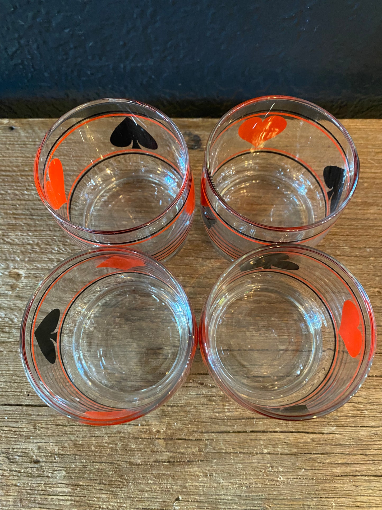 Vintage Lowball Poker Glasses | Set Of Four