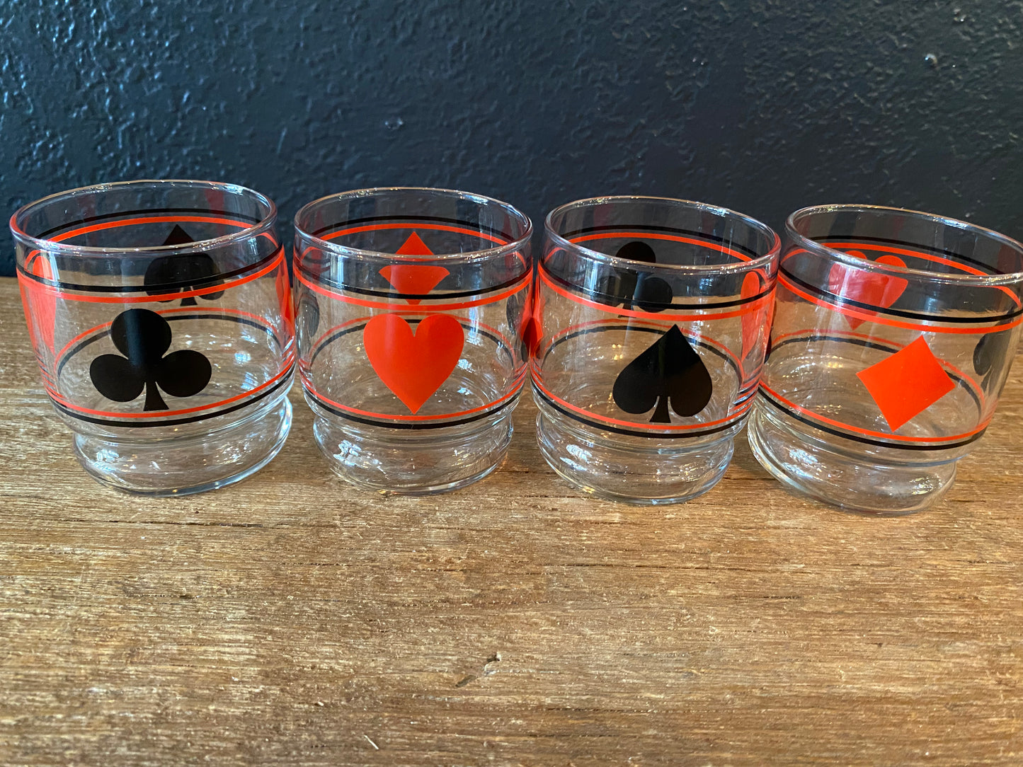 Vintage Lowball Poker Glasses | Set Of Four