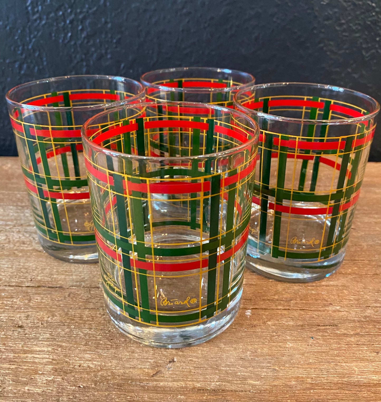 MCM Plaid Rocks Glasses | Set Of Four