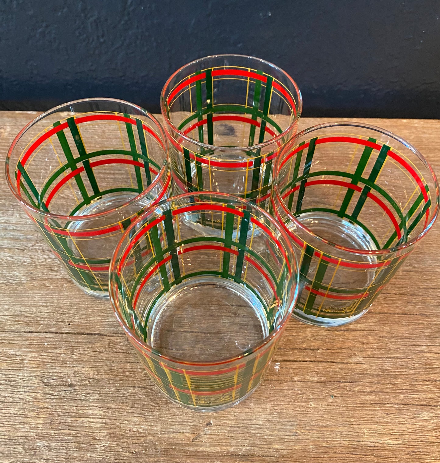 MCM Plaid Rocks Glasses | Set Of Four