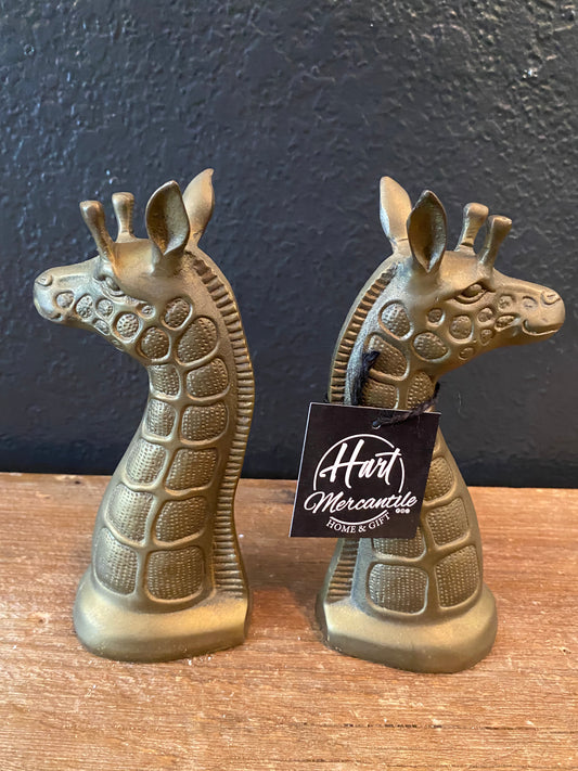 Brass Giraffe Bookends