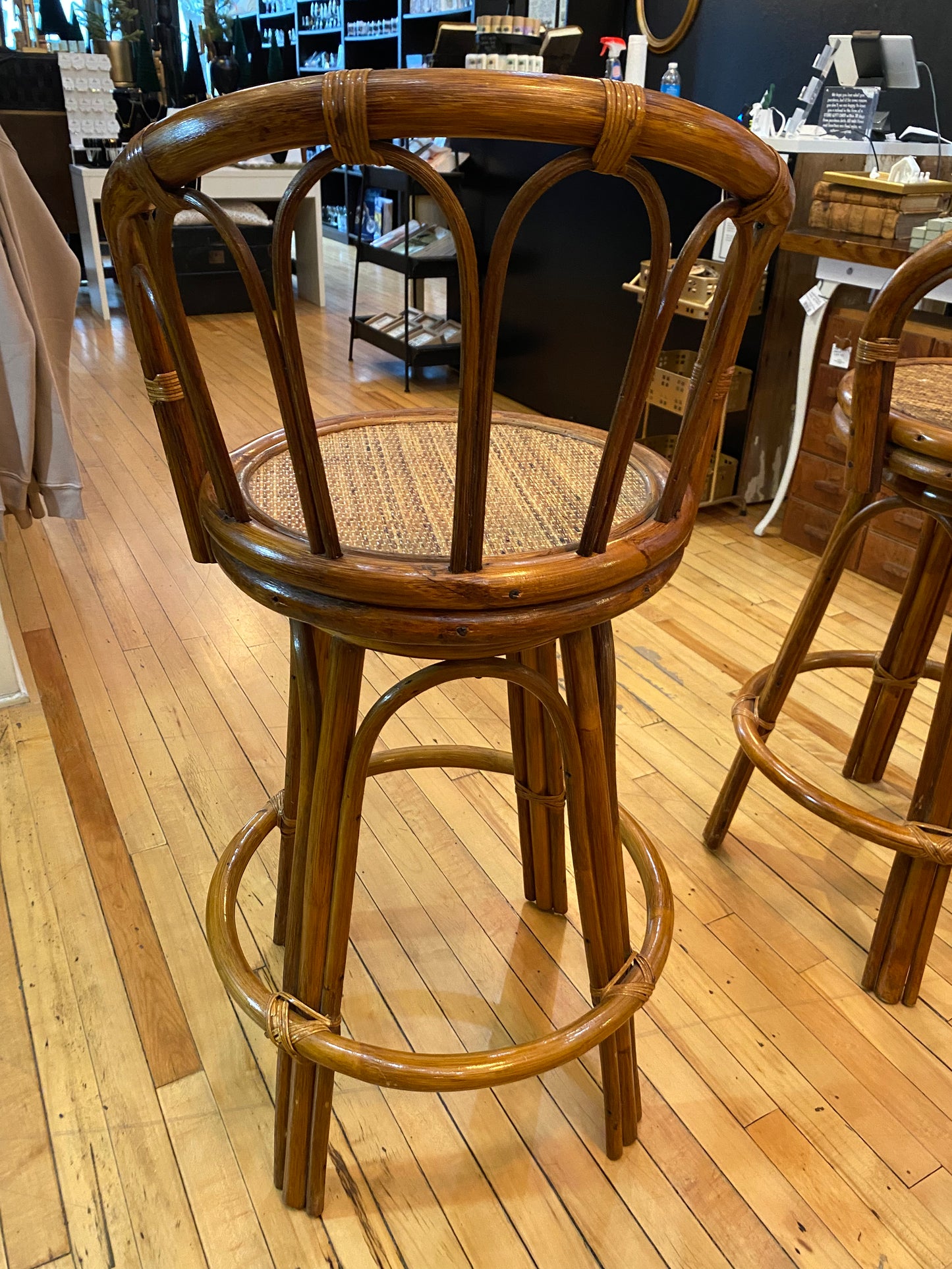 Pair Of Vintage Bamboo Stools