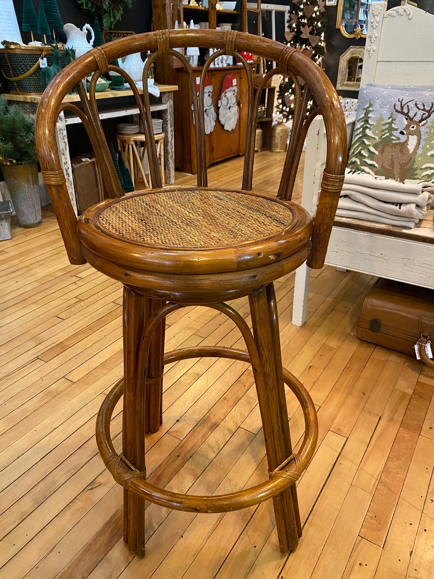 Pair Of Vintage Bamboo Stools