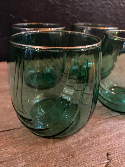 Green Rocks Glasses With Gold Rims