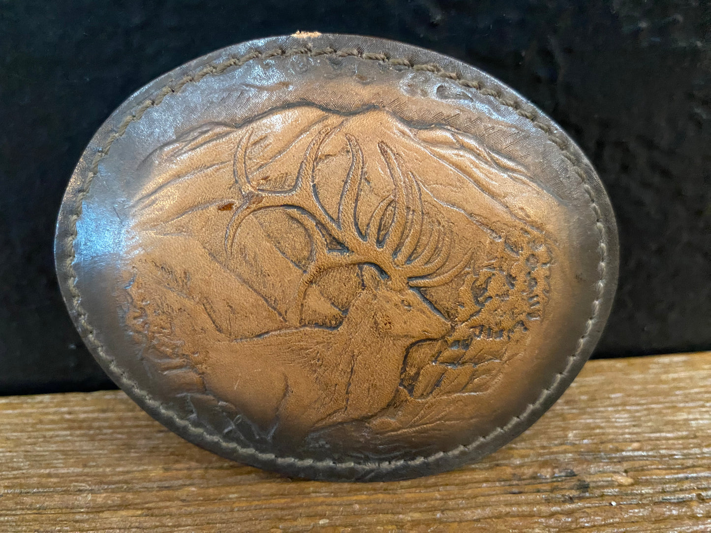 Vintage Leather Elk Belt Buckle