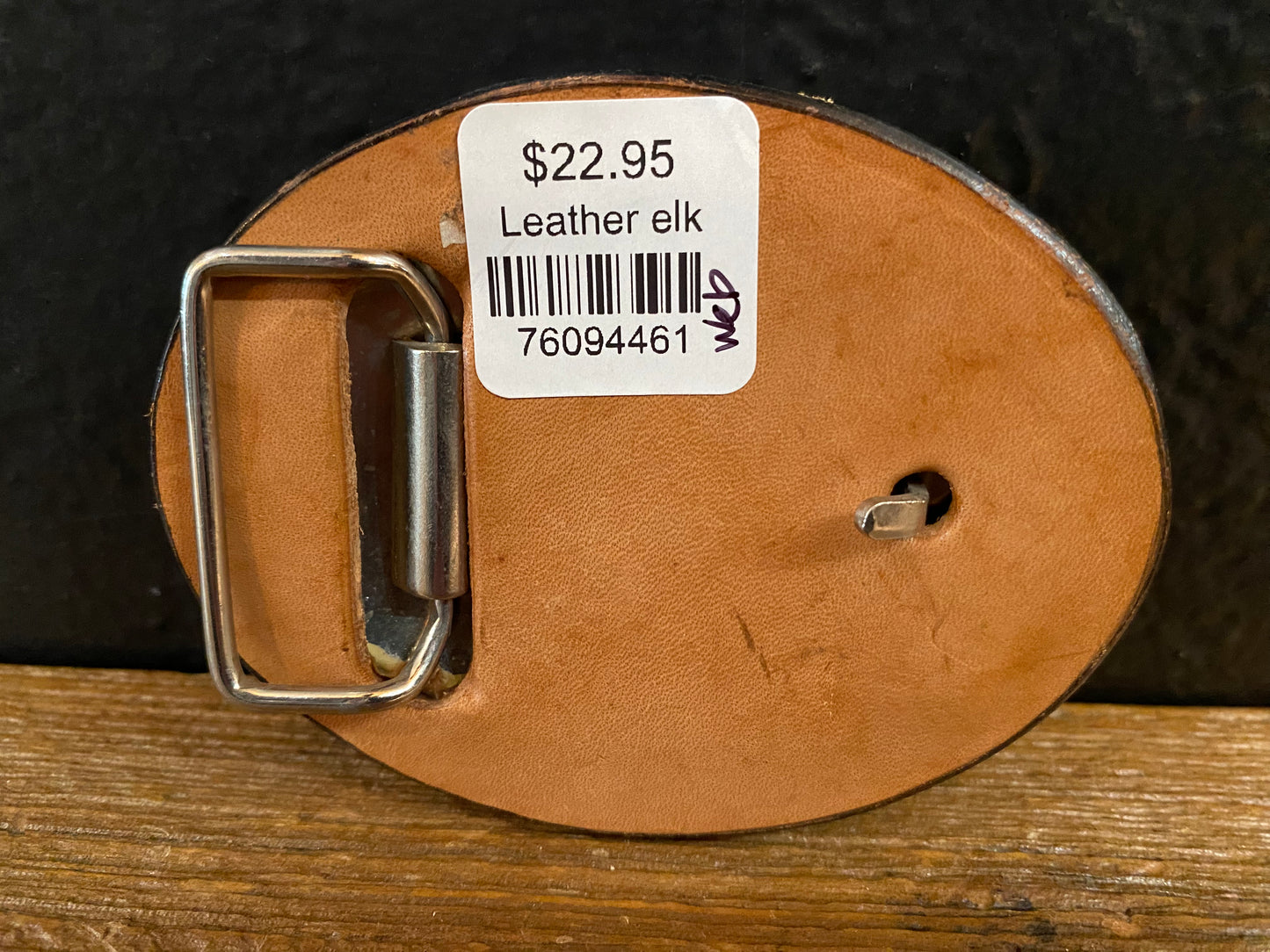 Vintage Leather Elk Belt Buckle