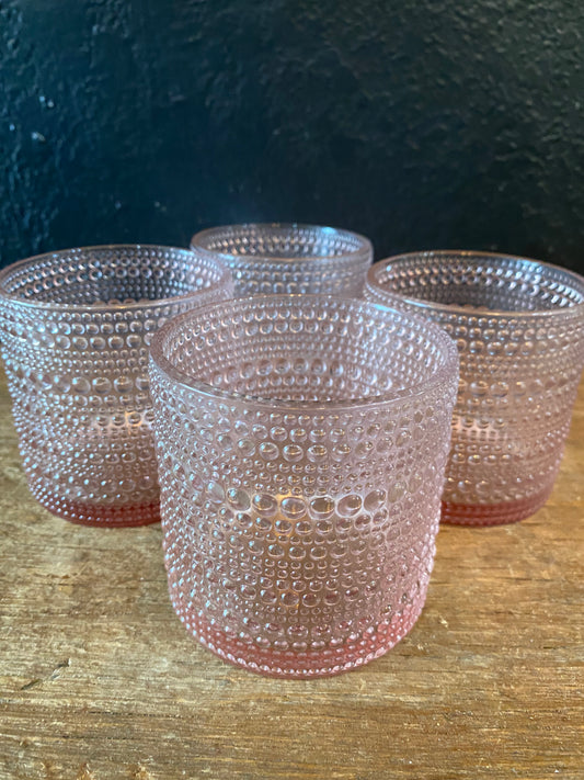 Pink Halo Glasses | Rocks Size | Set Of Four