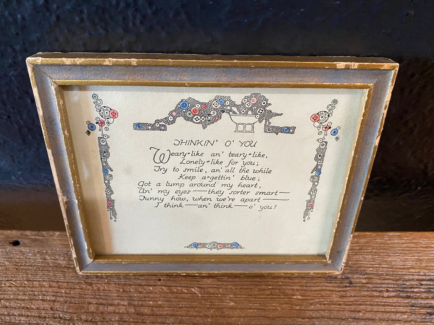 Thinkin’ O’ You Framed Poem