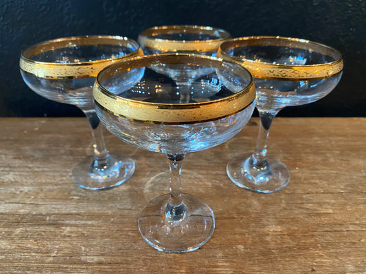 Gold Rimmed Cocktail Glasses | Set Of Four