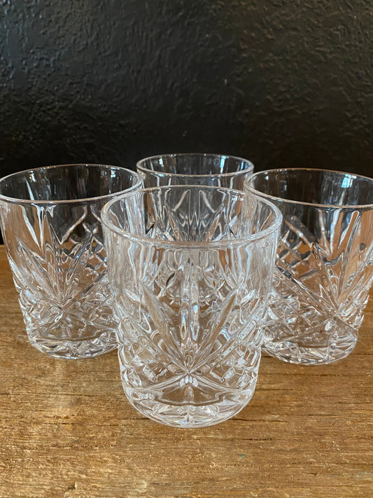 Cut Glass Rocks Glasses | Set Of Four