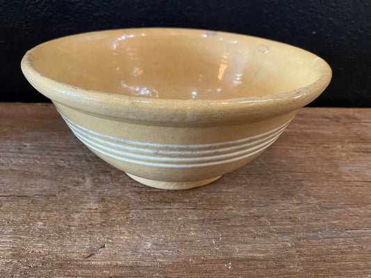 Antique Yellowware Striped Bowl