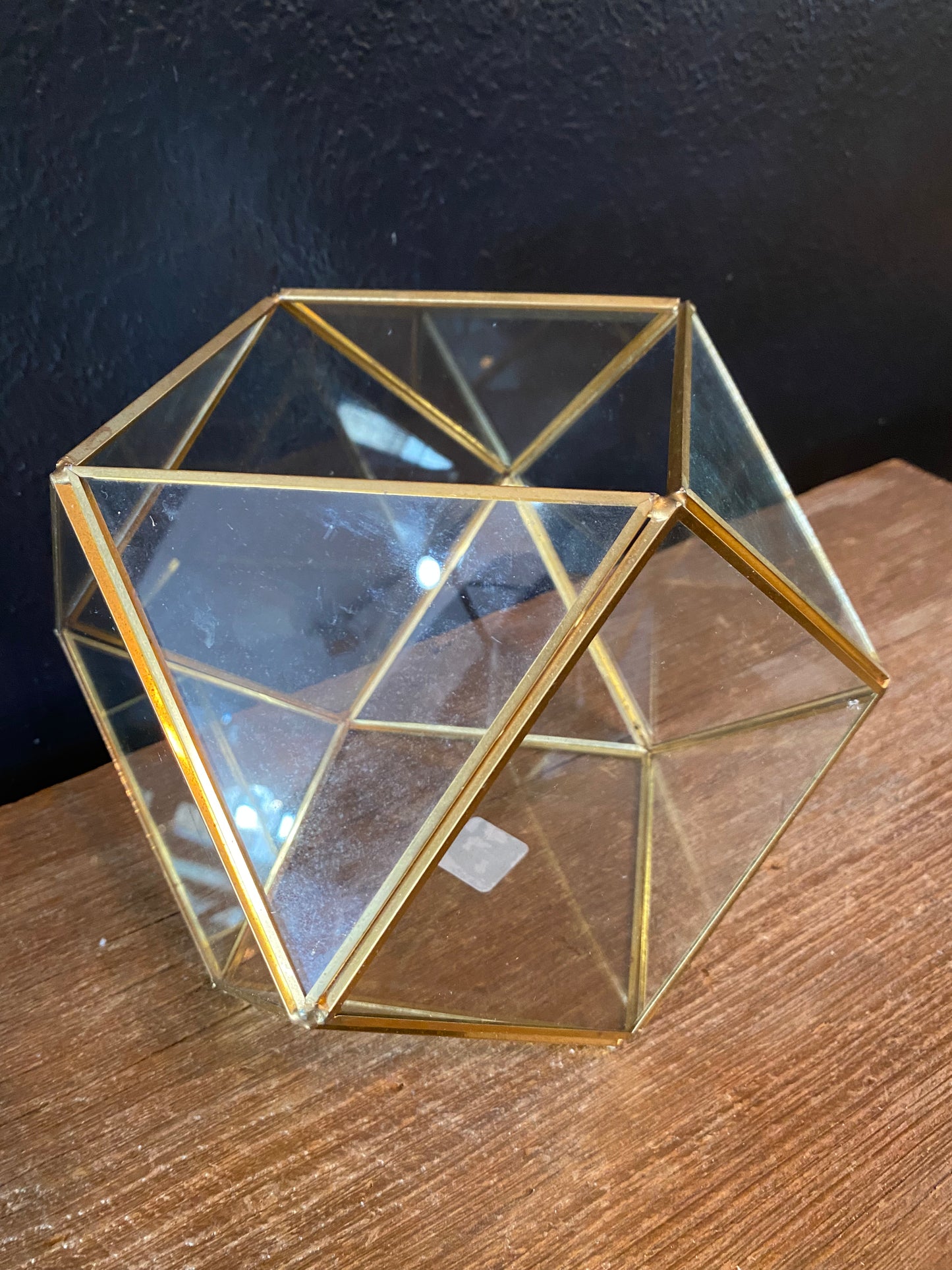 Glass Terrarium With Brass Accents