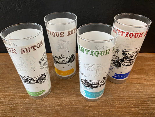 Vintage Frosted Highball Glasses | Autos |Set Of Four