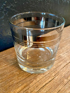 Vintage Silver Striped Rocks Glasses | Set Of Four