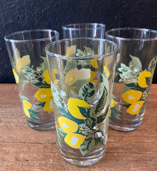 Vintage Lemon Drinking Glasses | Set Of Four