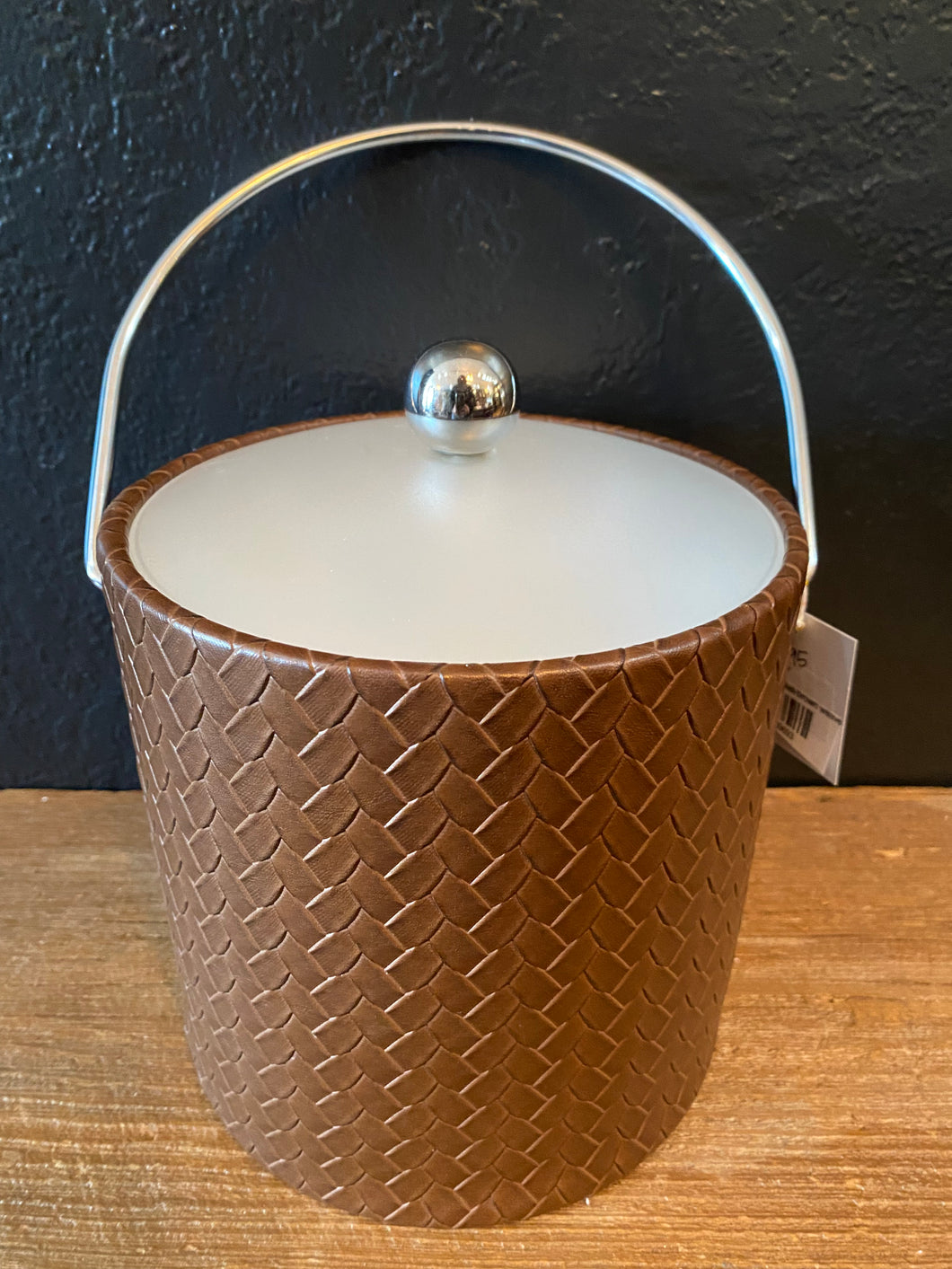 Ice Bucket | Brown Weave Faux Leather
