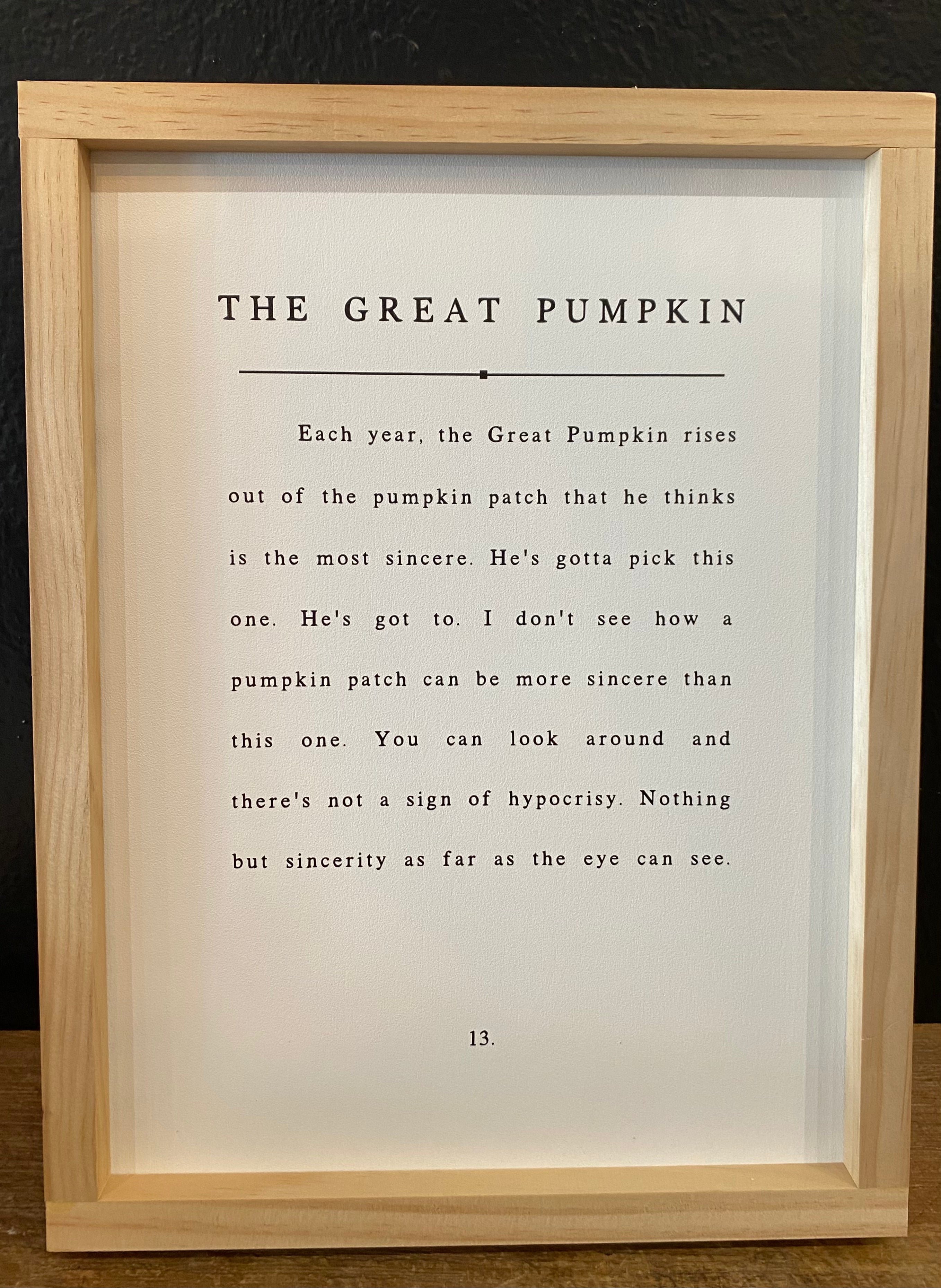 The Great Pumpkin - Charlie Brown Sign