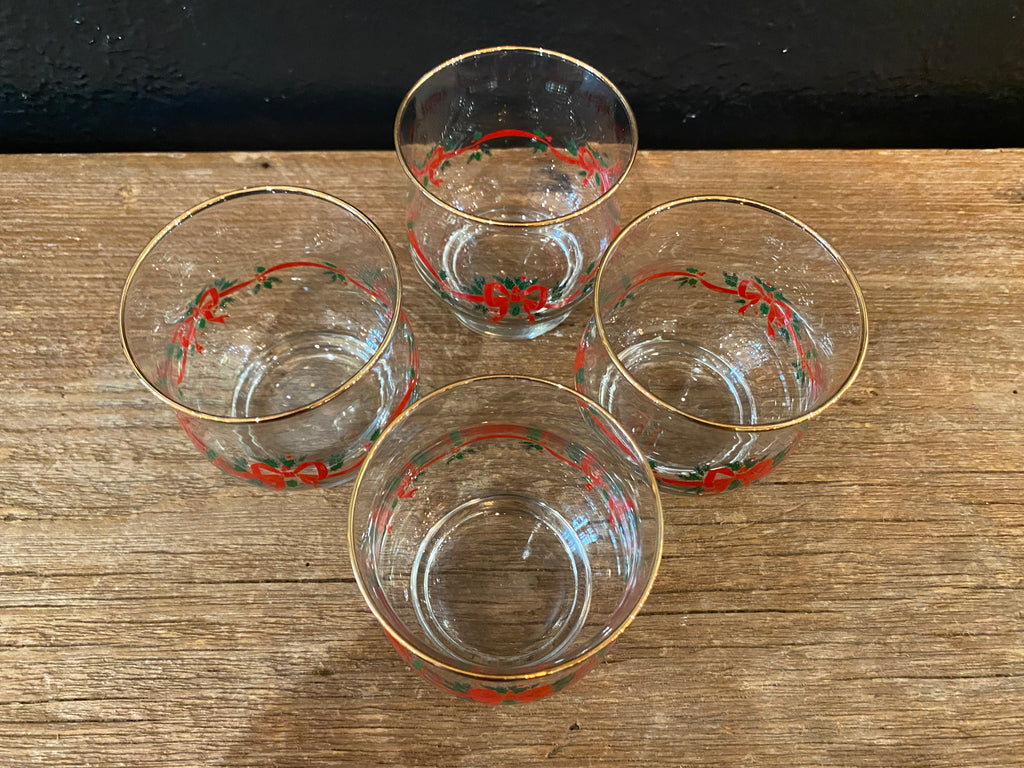Vintage Libbey Christmas Bow Rocks Glasses | Set Of Four