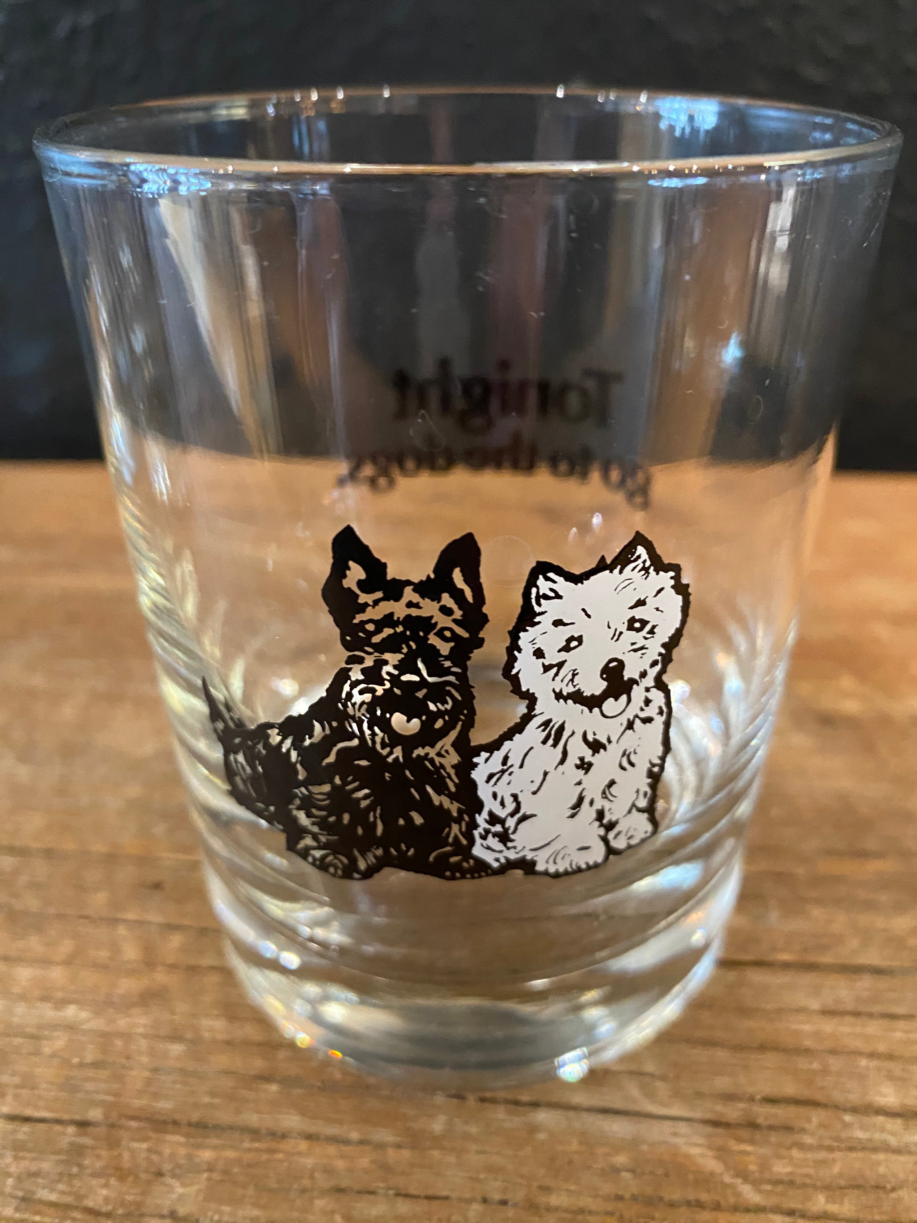 Vintage Black & White Whiskey Scottie Old Fashioned Glasses | Set of 6