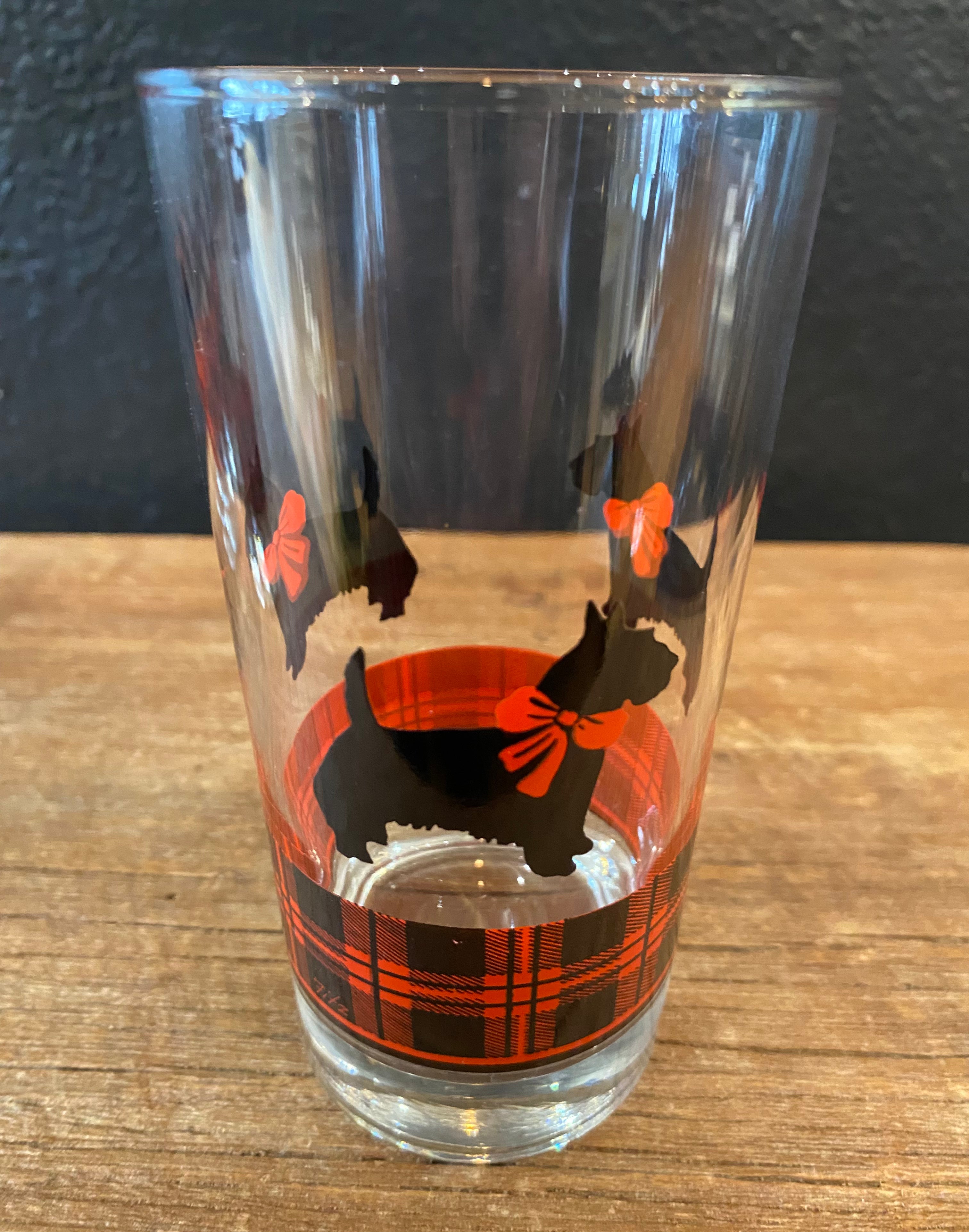 Vintage Anchor Hocking Scottish Terrier HighBall Glasses | Set of 4