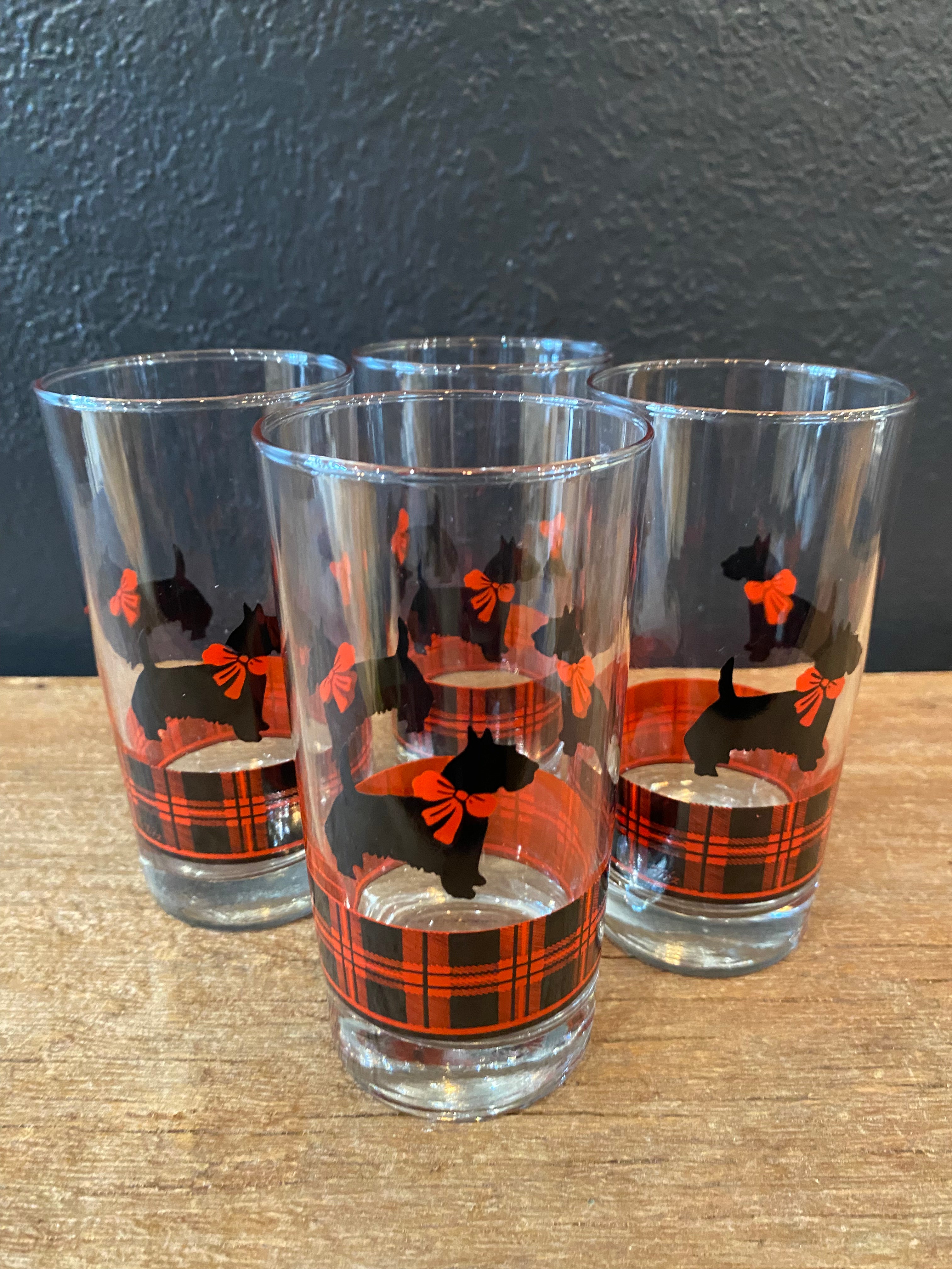 Vintage Anchor Hocking Scottish Terrier HighBall Glasses | Set of 4