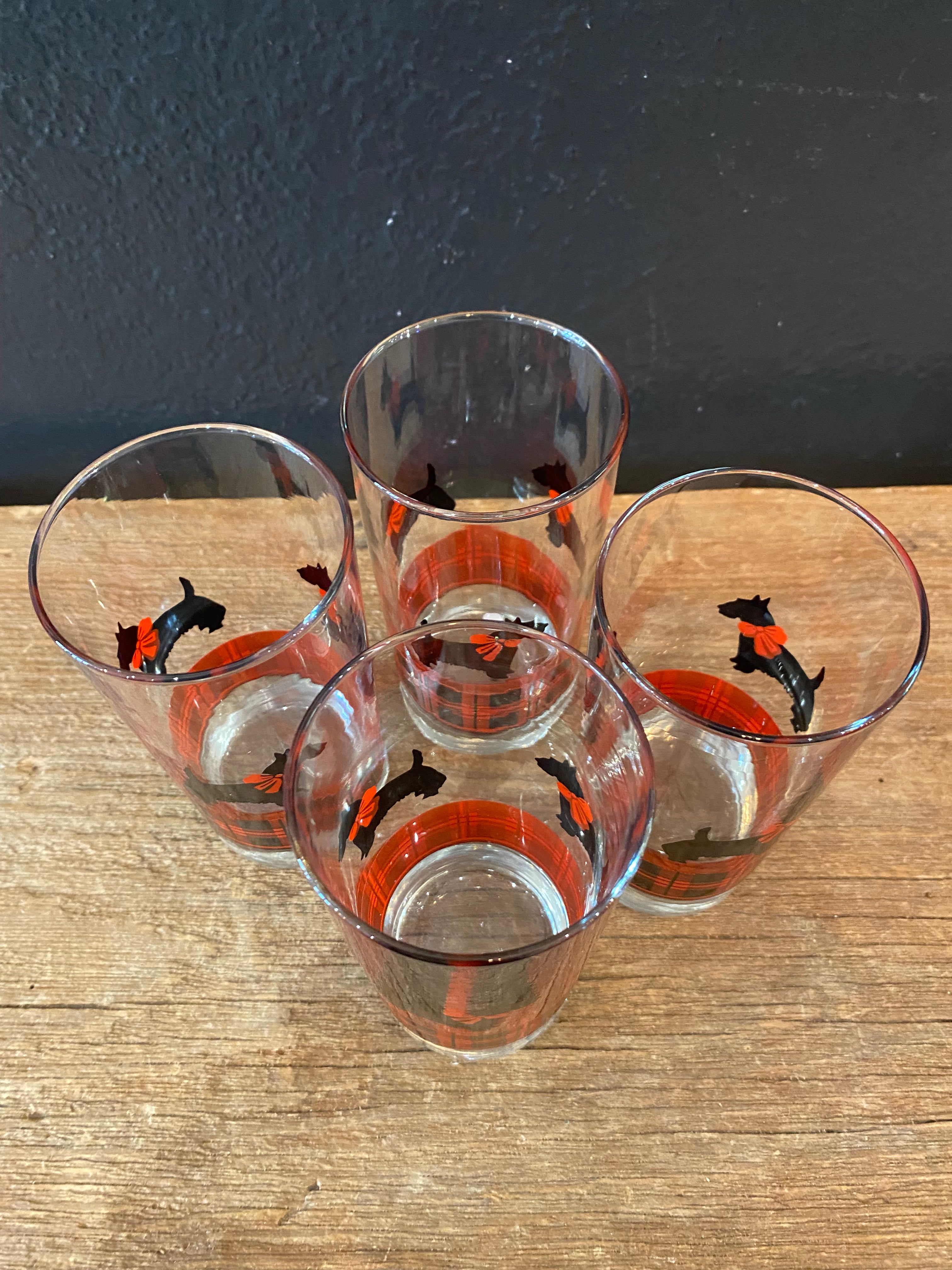 Vintage Anchor Hocking Scottish Terrier HighBall Glasses | Set of 4