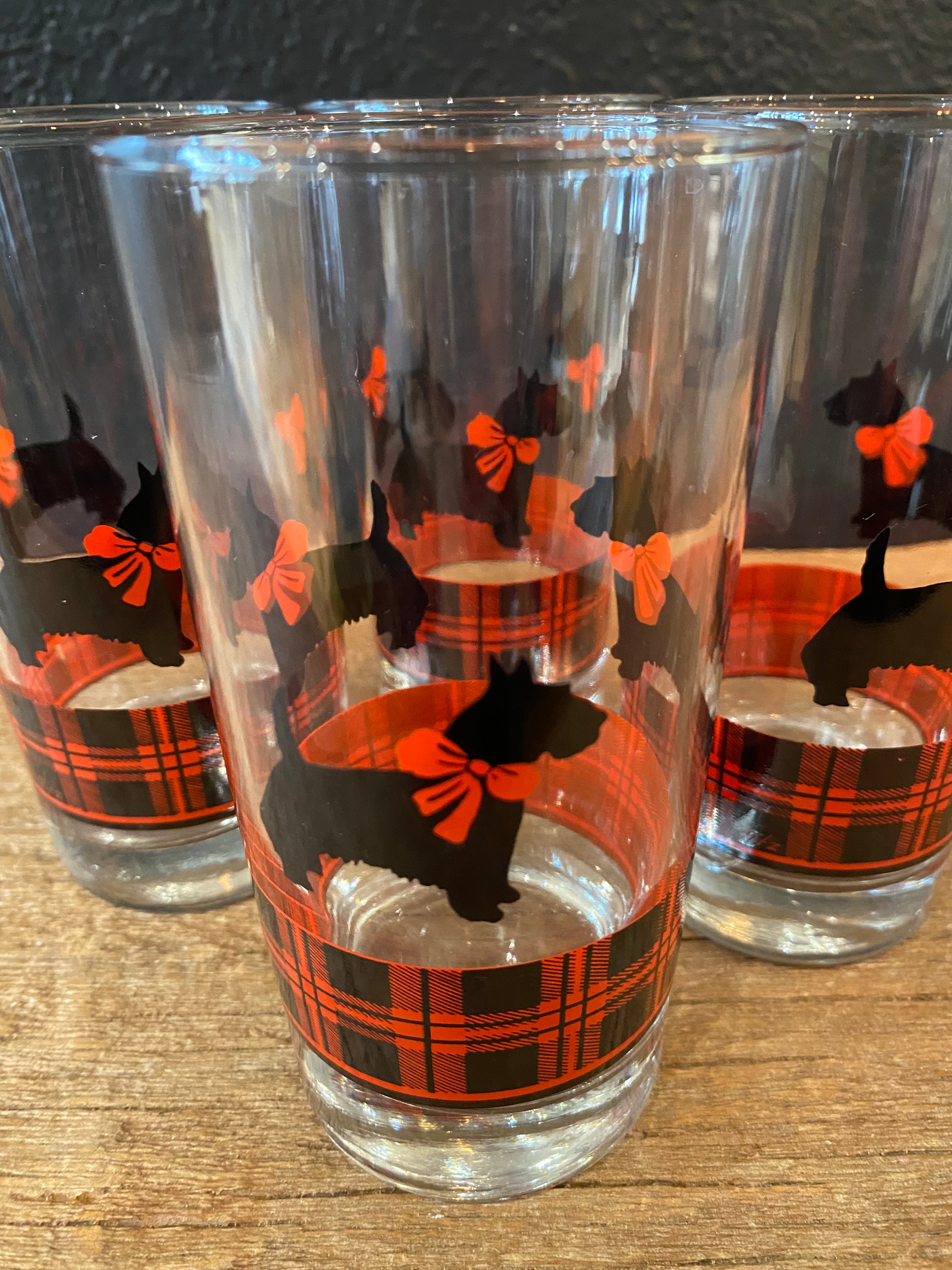 Vintage Anchor Hocking Scottish Terrier HighBall Glasses | Set of 4