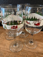 Christmas Village Wine Glasses | Set Of Four