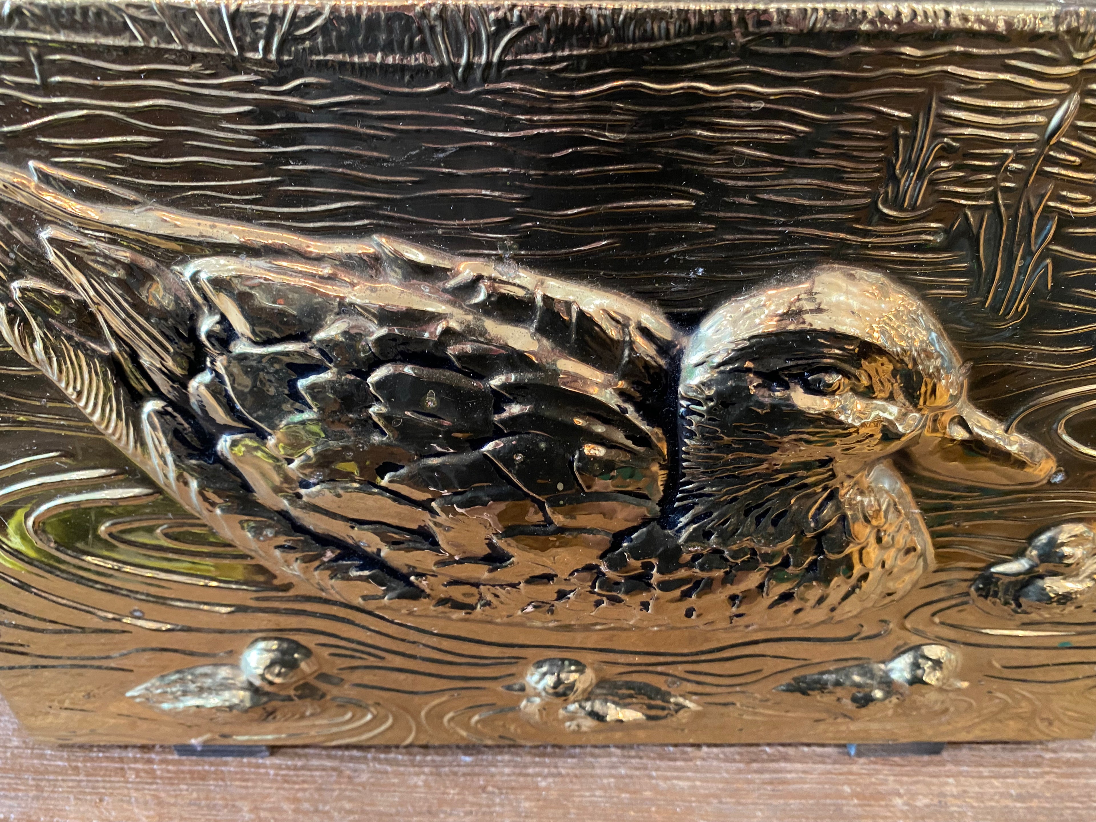 Brass Embossed Duck Magazine Rack