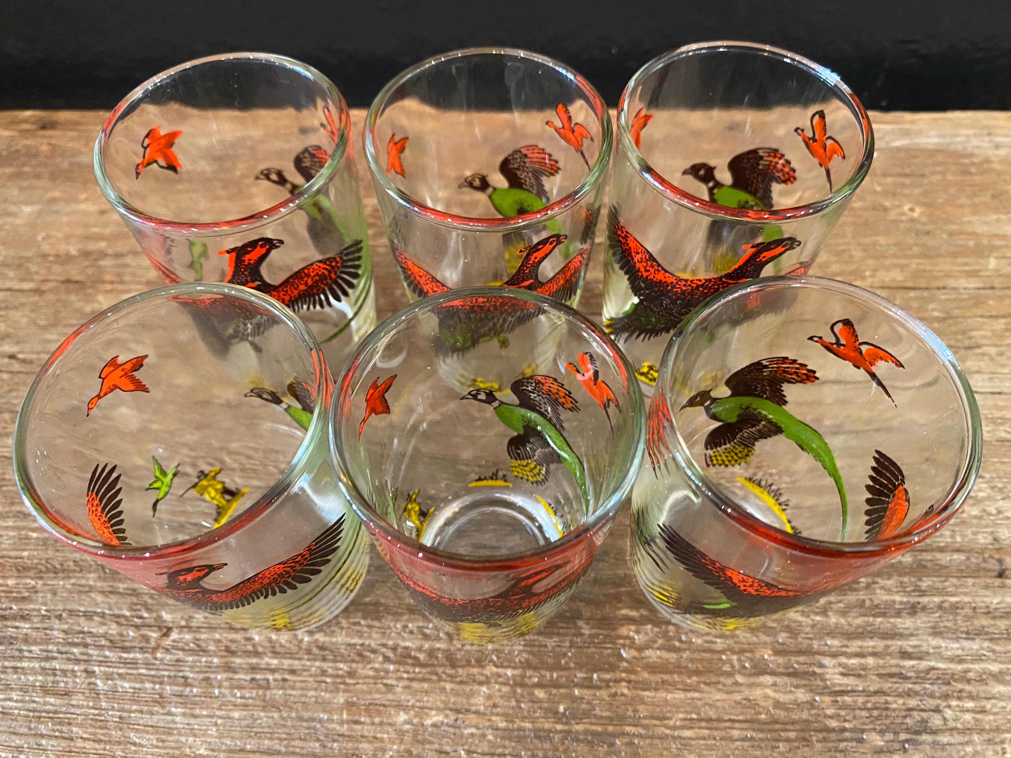 Vintage Pheasant Juice Glasses