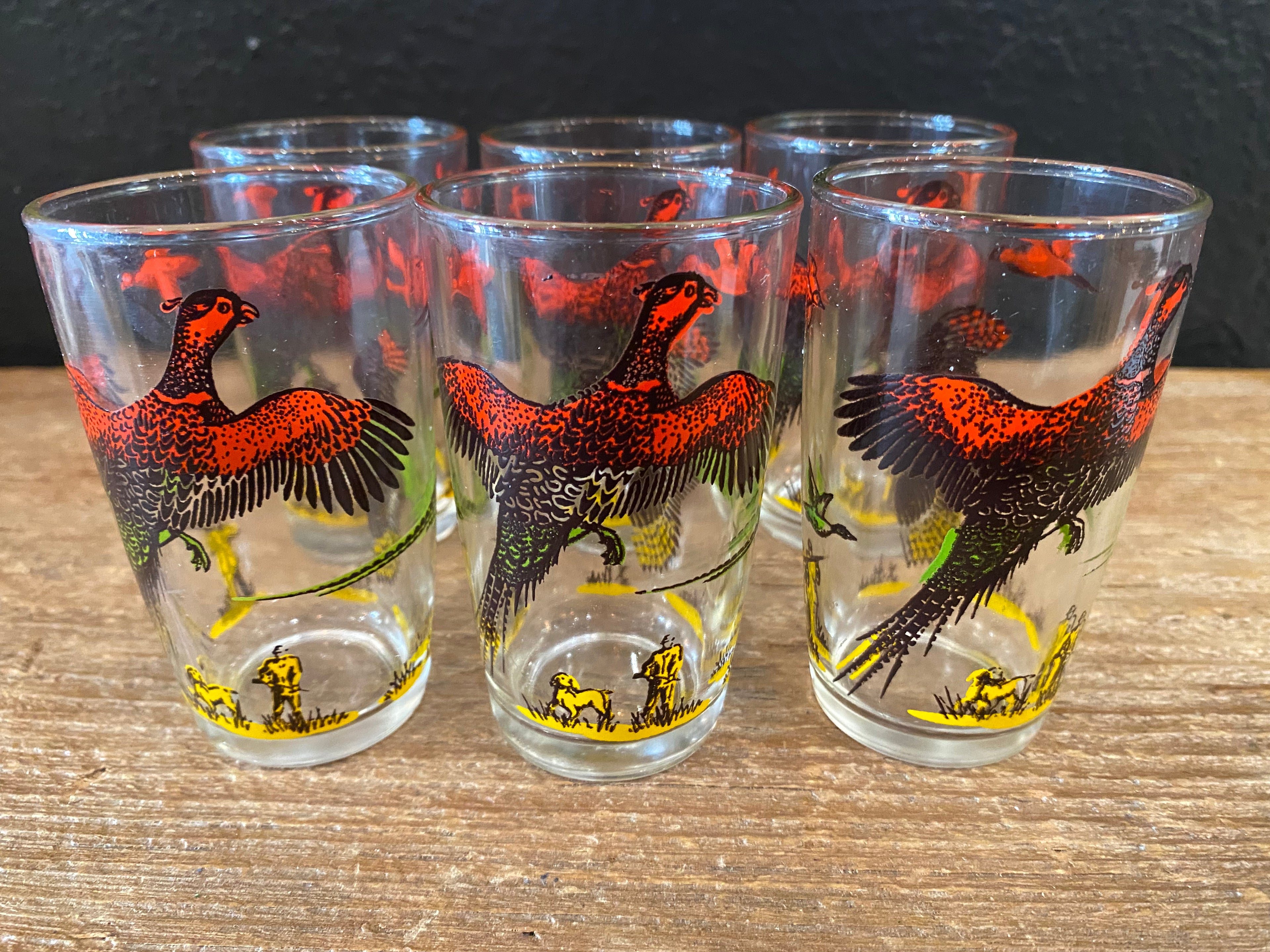 Vintage Pheasant Juice Glasses