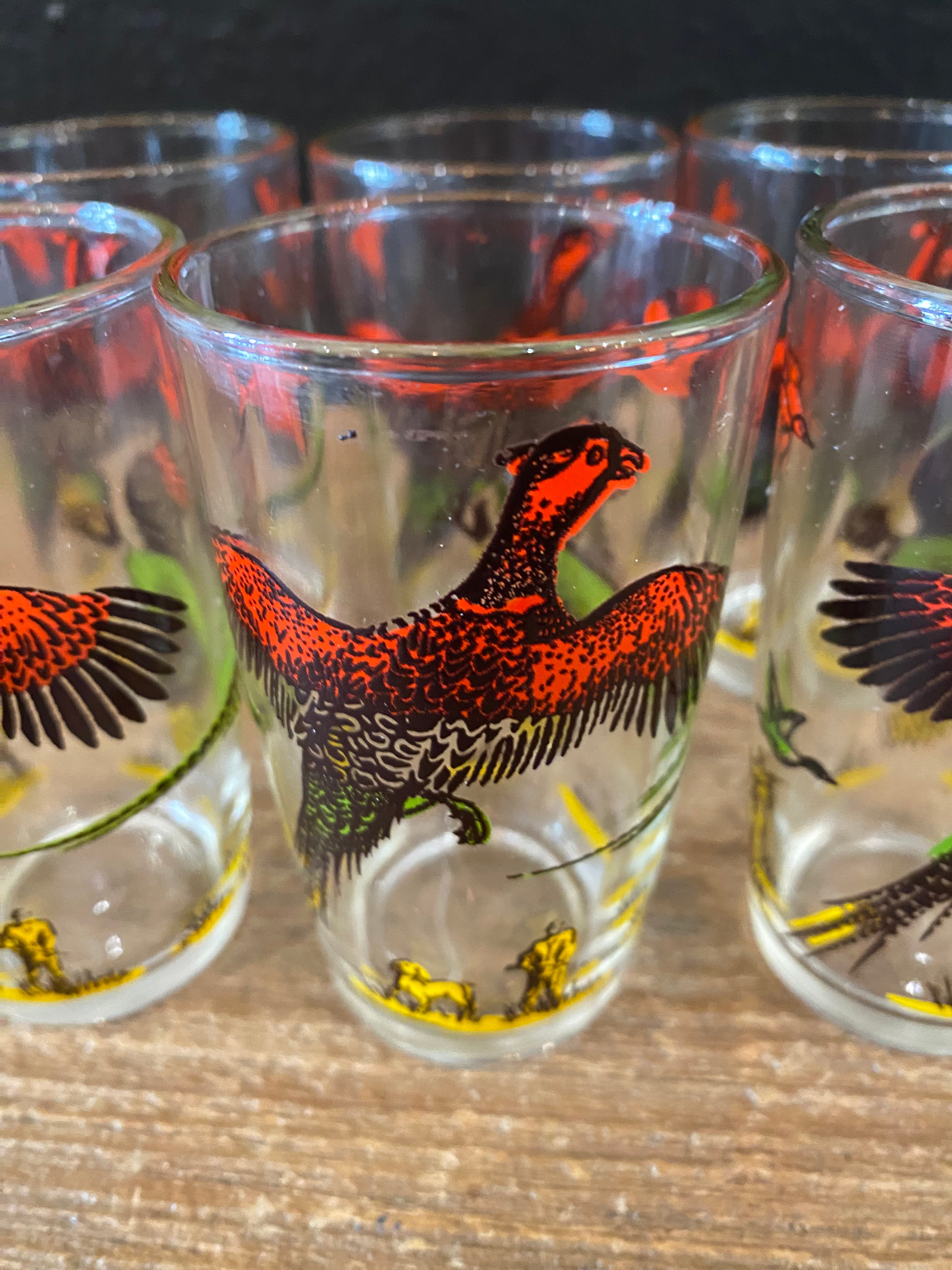 Vintage Pheasant Juice Glasses