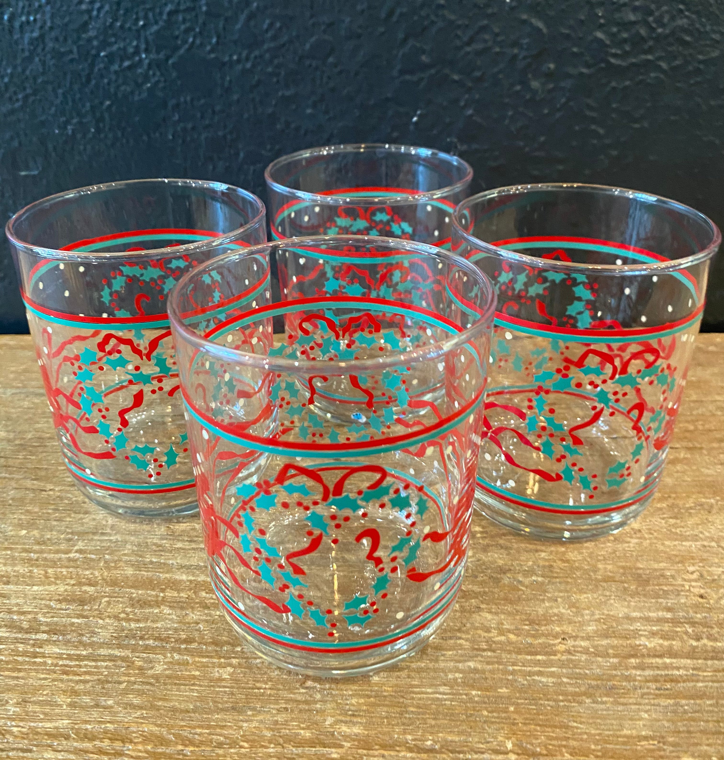 Libbey Abstract Christmas Glasses | Set Of Four